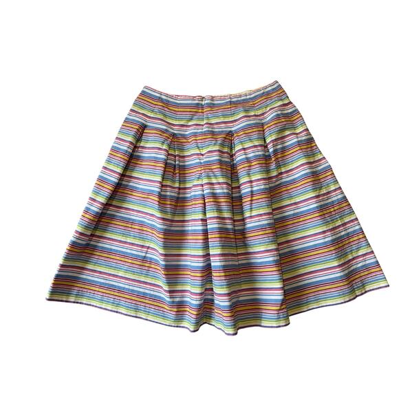 TALBOTS skirt, size Women's 8; colorful stripes & crisp Cotton; Flared styling - Picture 1 of 6